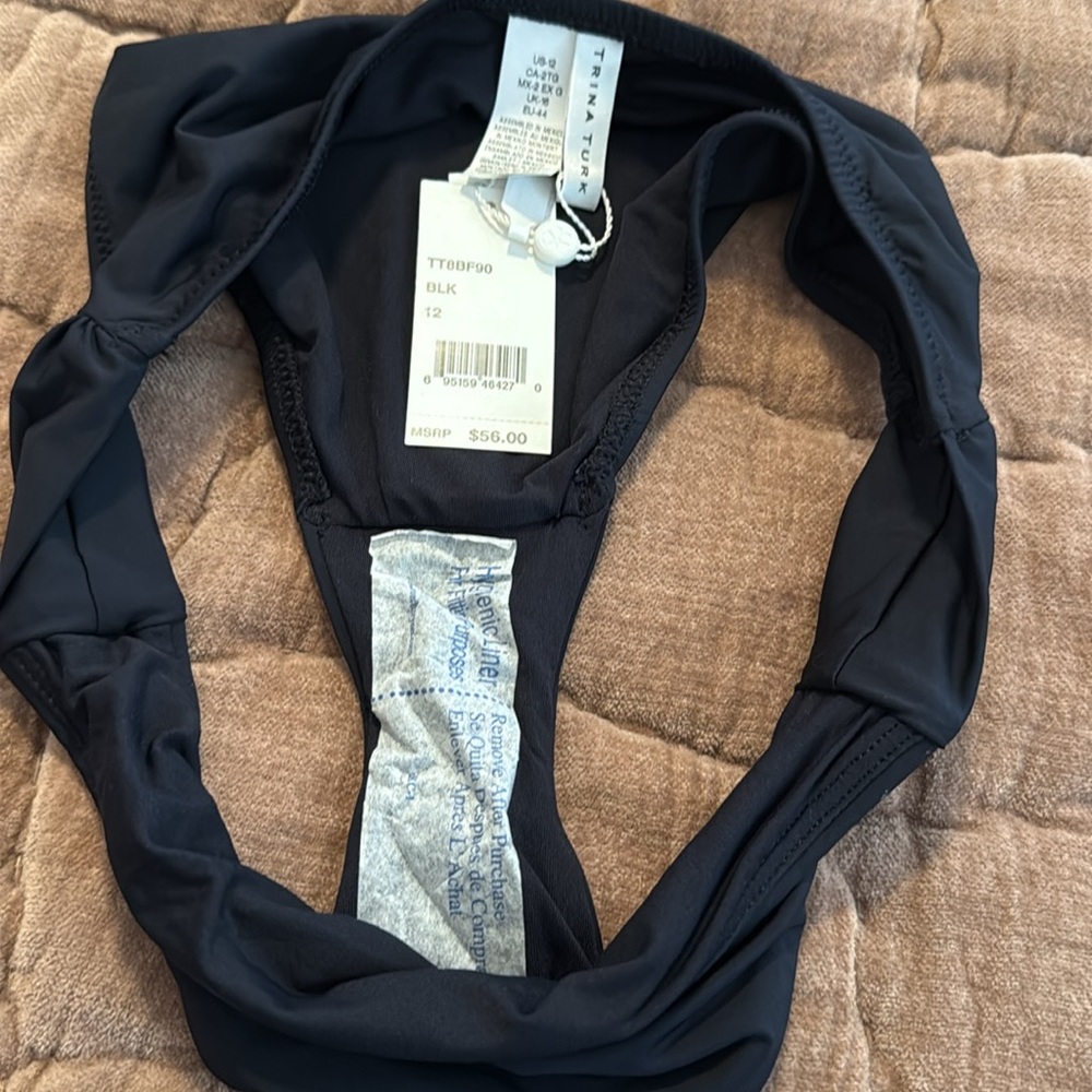 Classic Trina Turk Monaco Shirred Hipster Black Women's Swim Bottom - Picture 7 of 9